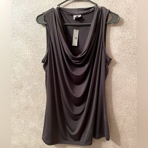 Worthington Gray Drape Neck Top